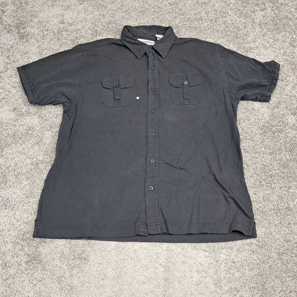 Canyon River Blues Mens XL Black Cotton Short Sleeve Utility Button Down‎ Shirt